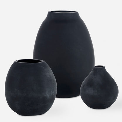 Uttermost Hearth Matte Black Vases, Set/3 18068