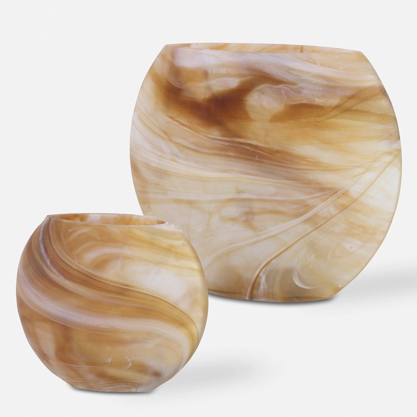 Uttermost Fusion Swirled Caramel & Ivory Vases, Set/2 18070