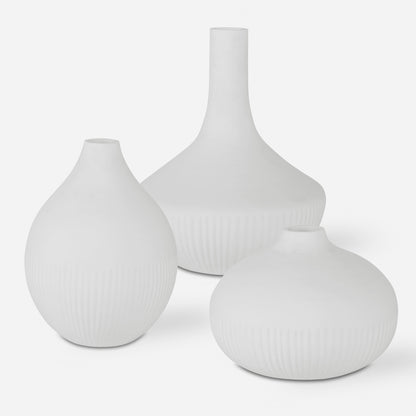 Uttermost Apothecary Satin White Vases, Set/3 18072