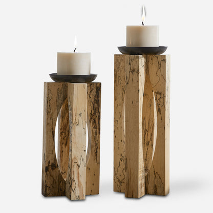 Uttermost Ilva Wood Candleholders Set/2 18074