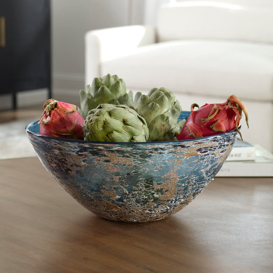 Uttermost Genovesa Aqua Glass Bowl 18099