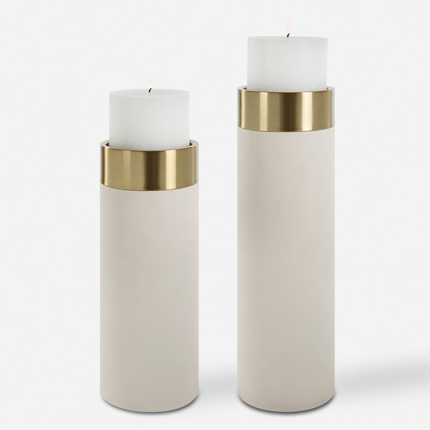 Uttermost Wessex White Pillar Candleholders Set Of 2 18100