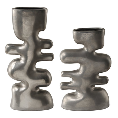 Uttermost Free Flowing Nickel Vases Set/2 18145