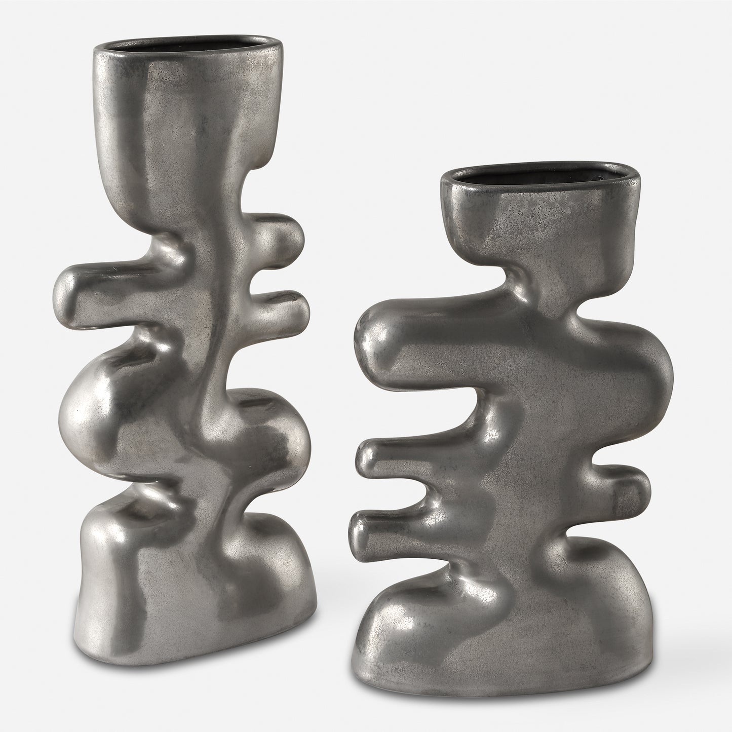 Uttermost Free Flowing Nickel Vases Set/2 18145