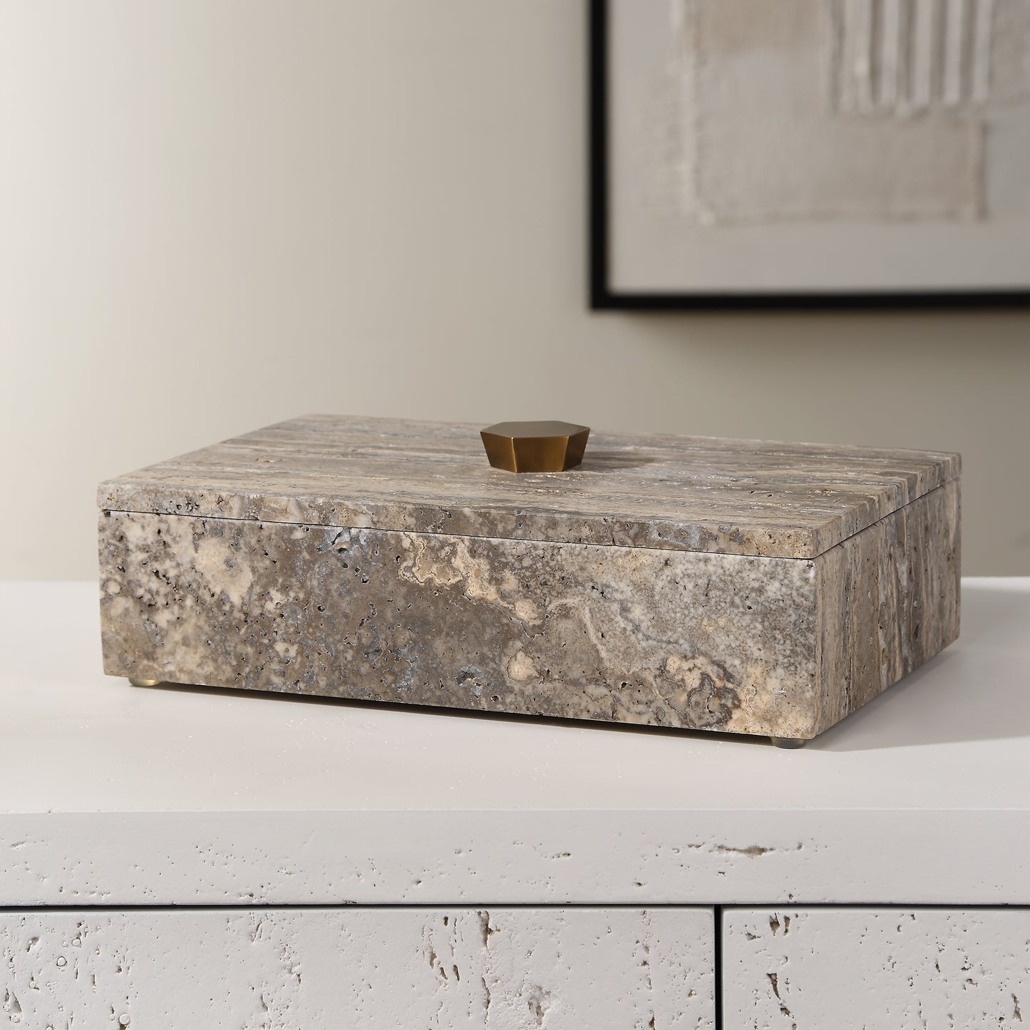 Uttermost Griseus Travertine Stone Box 18153