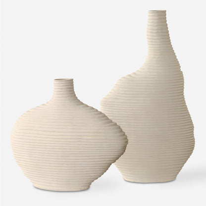 Uttermost Duostacked Matte White Vases, S/2 18140