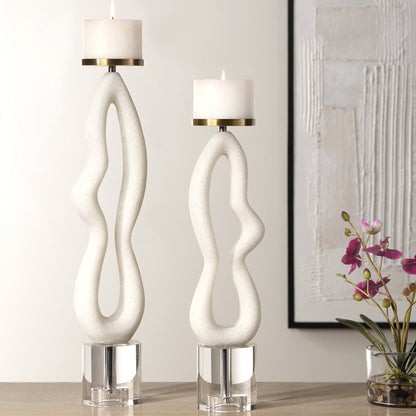 Uttermost Feamelo Ivory Stone Candleholders, S/2 18160