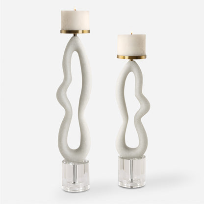 Uttermost Feamelo Ivory Stone Candleholders, S/2 18160