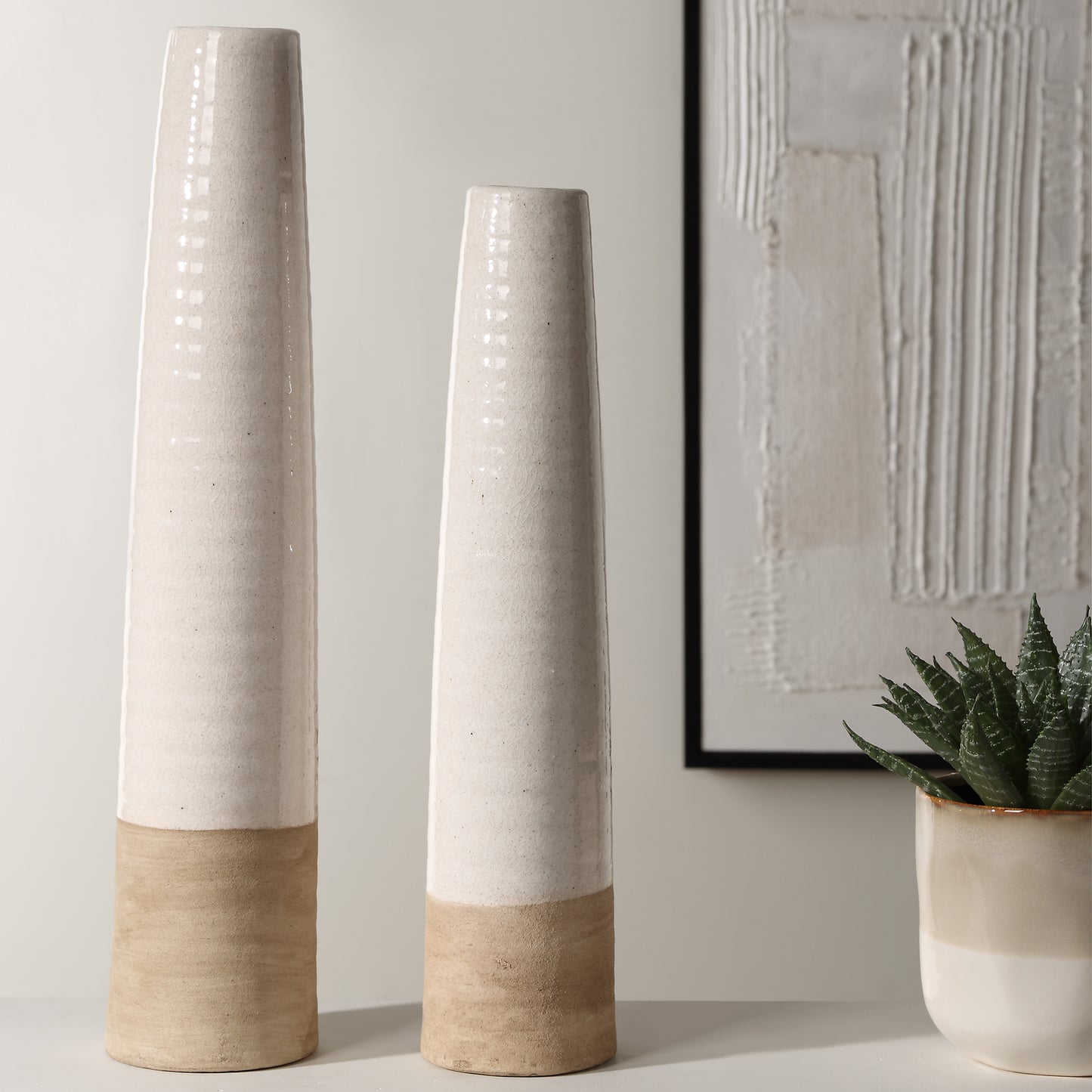 Uttermost Ivory Sands Ceramic Vases, S/2 18156