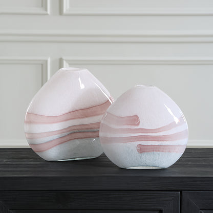 Uttermost Blush Swirl Glass Vases, S/2 18159