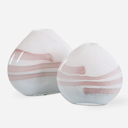 Uttermost Blush Swirl Glass Vases, S/2 18159