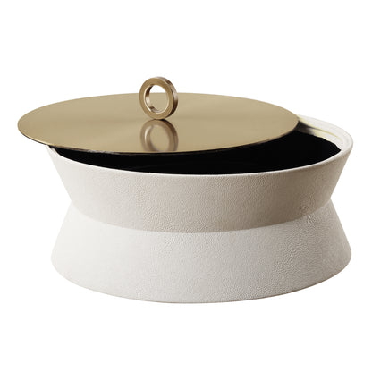 Uttermost Luxe White Shagreen Round Box 18165