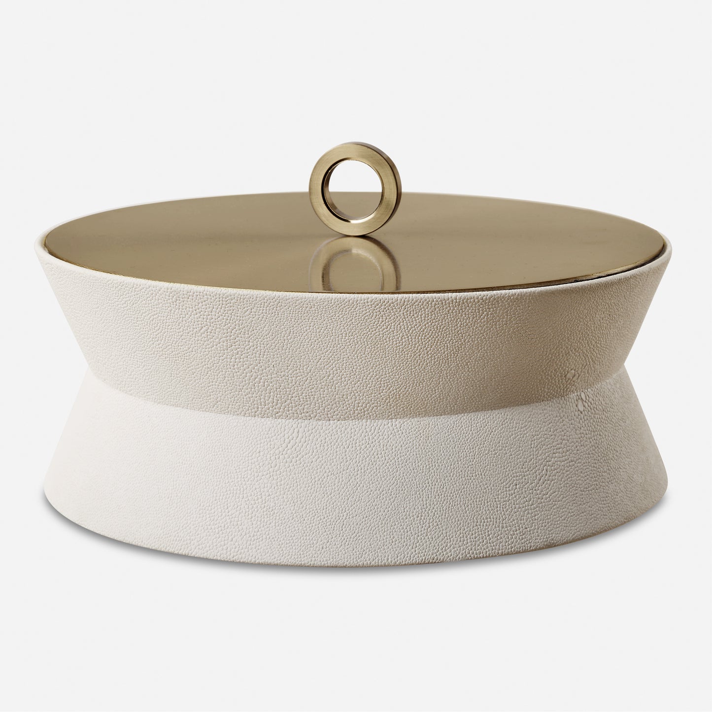 Uttermost Luxe White Shagreen Round Box 18165