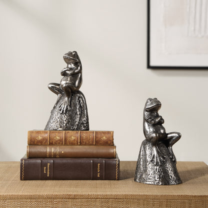 Uttermost Daydreaming Frogs Aged Silver Bookends, S/2 18150