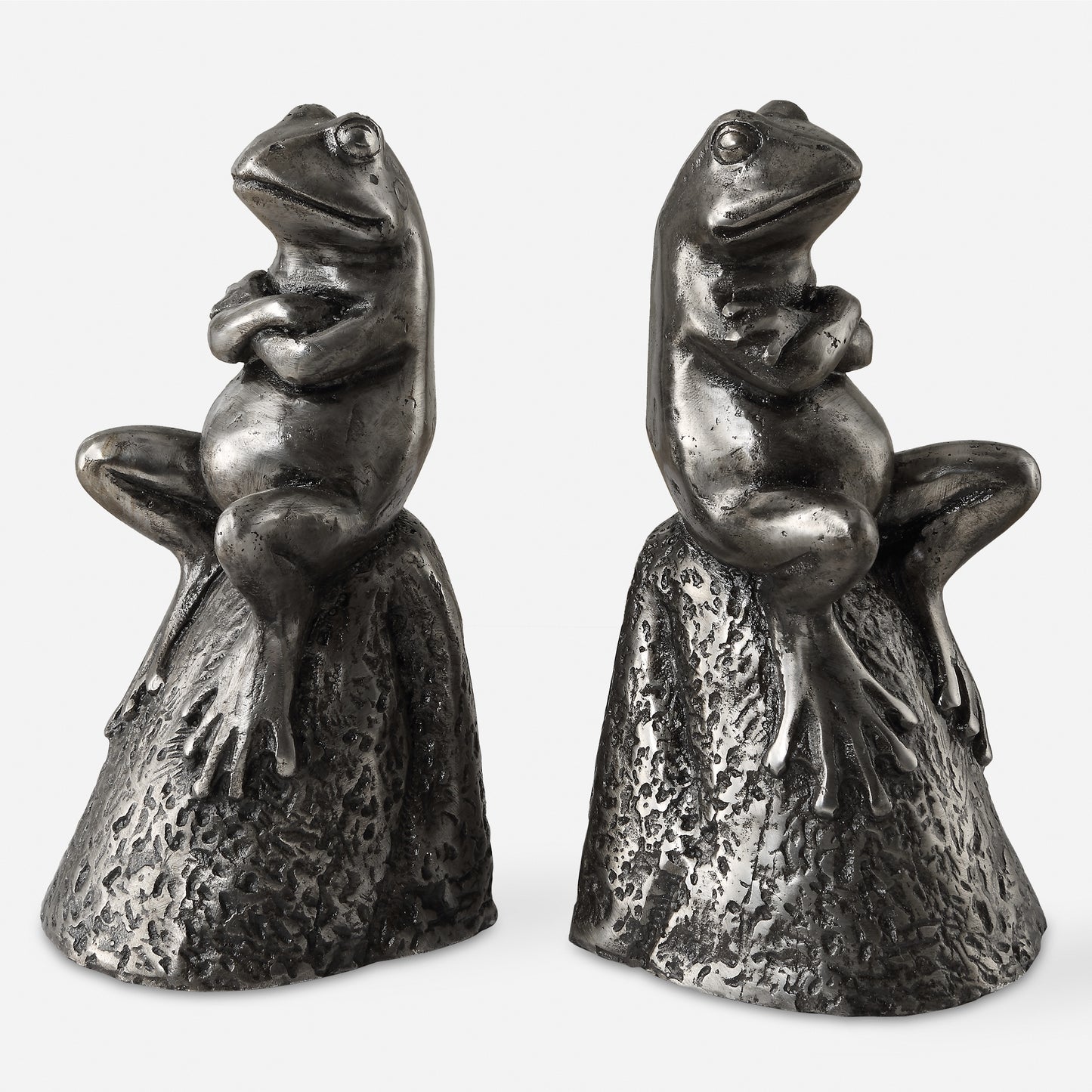 Uttermost Daydreaming Frogs Aged Silver Bookends, S/2 18150