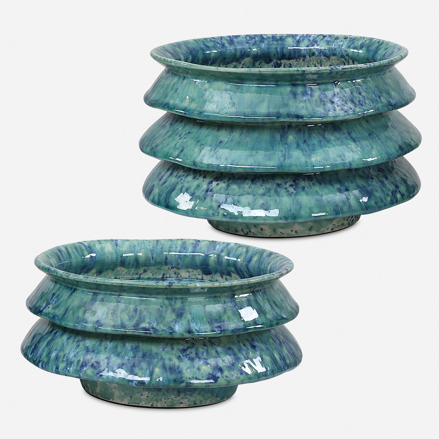 Uttermost ZigZag Blue Green Bowls Set/2 18147