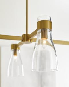 Visual Comfort Studio AERIN Moritz Four Light Linear Chandelier in Burnished Brass AEC1014BBS