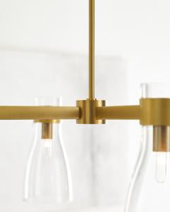 Visual Comfort Studio AERIN Moritz Four Light Linear Chandelier in Burnished Brass AEC1014BBS