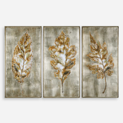 Uttermost Champagne Leaves Modern Art S/3 35334