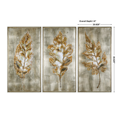 Uttermost Champagne Leaves Modern Art S/3 35334