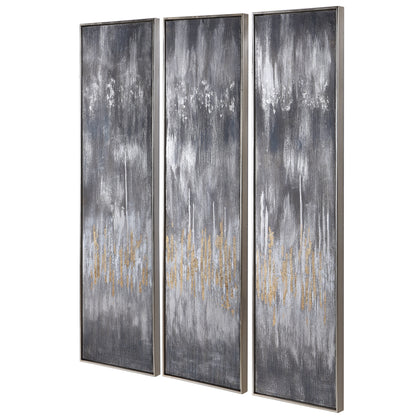 Uttermost Gray Showers Hand Painted Canvases, Set/3 51304