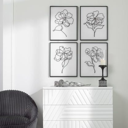 Uttermost Bloom Black White Framed Prints, S/4 41430