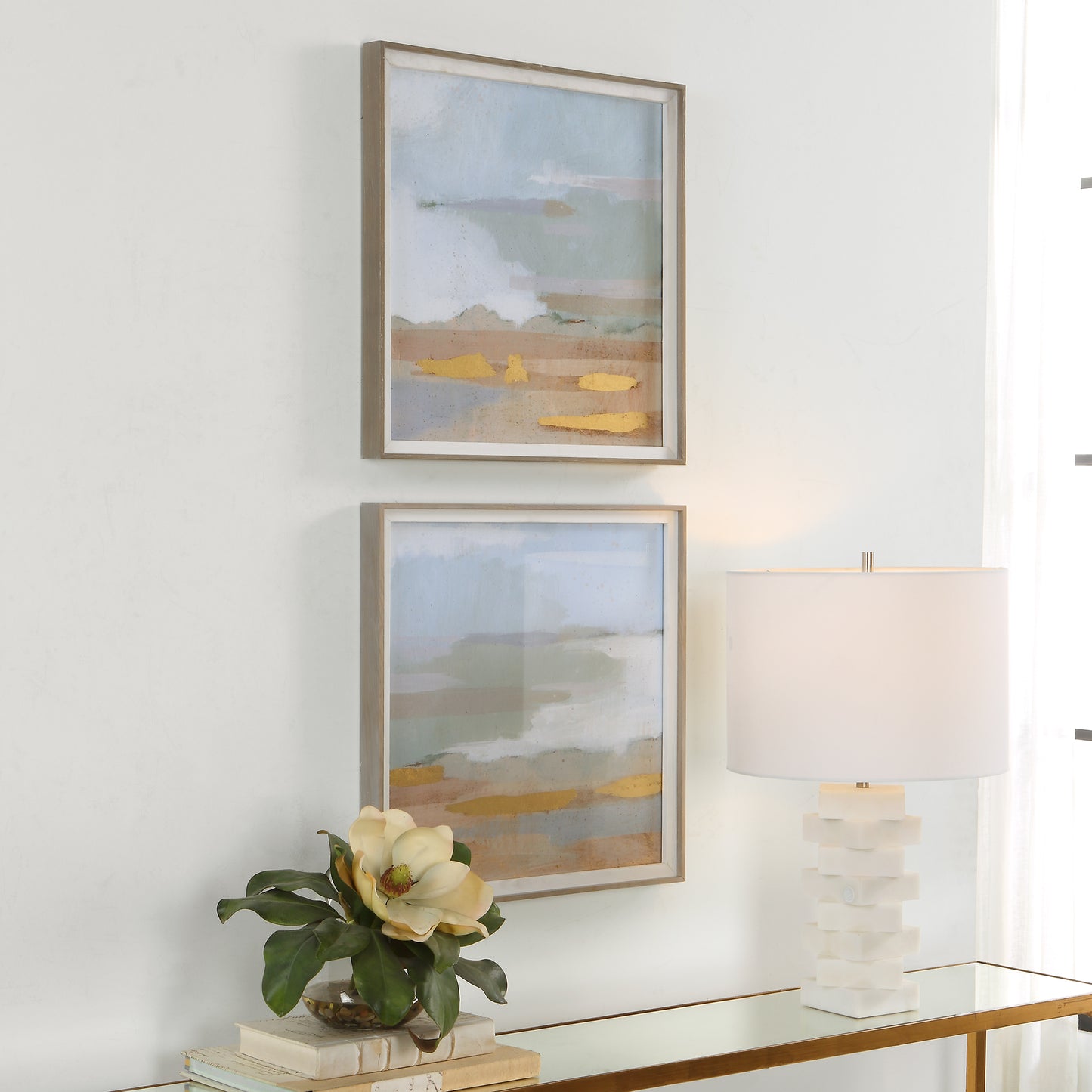 Uttermost Abstract Coastline Framed Prints, S/2 41468