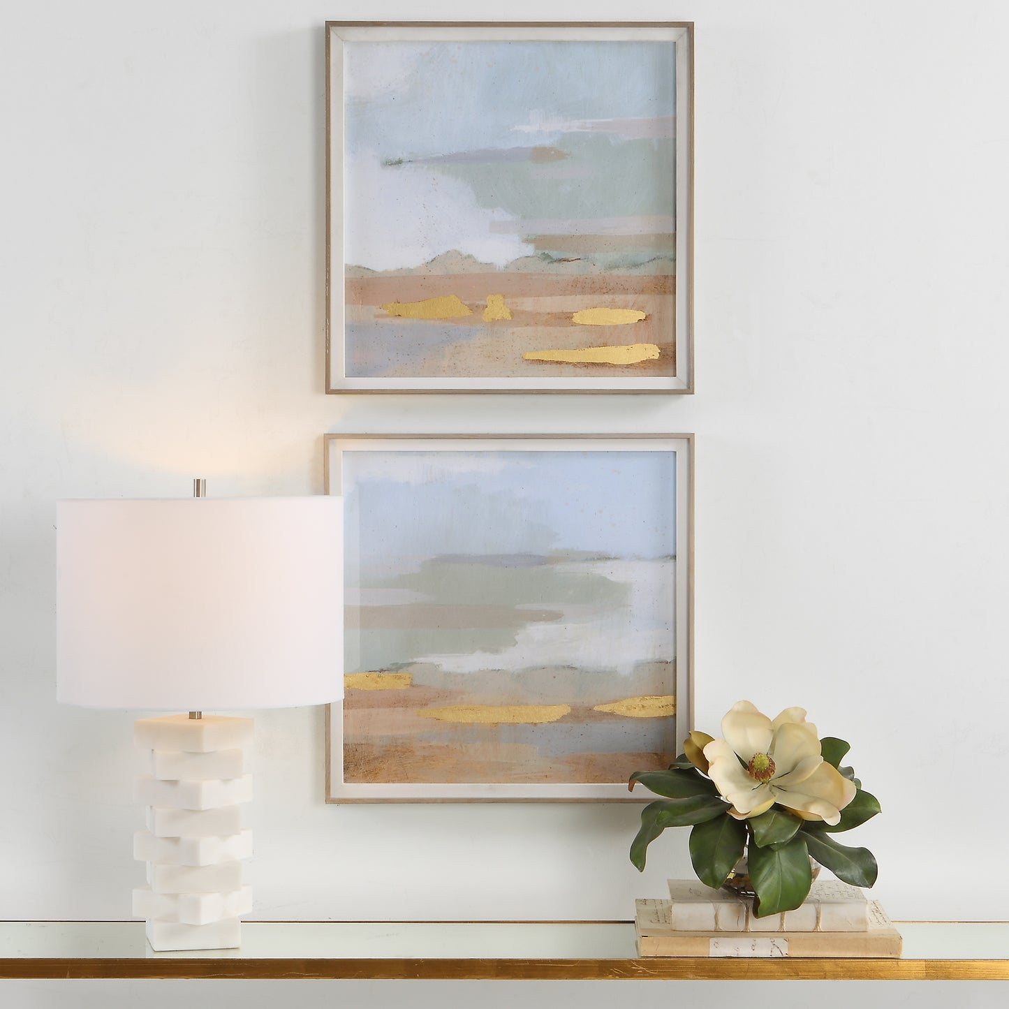 Uttermost Abstract Coastline Framed Prints, S/2 41468