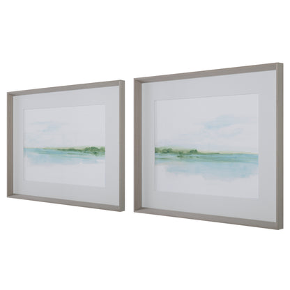 Uttermost Green Ribbon Coast Framed Prints Set/2 32269