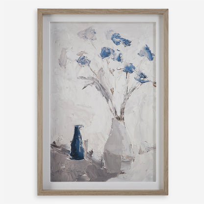 Uttermost Blue Flowers In Vase Framed Print 32287