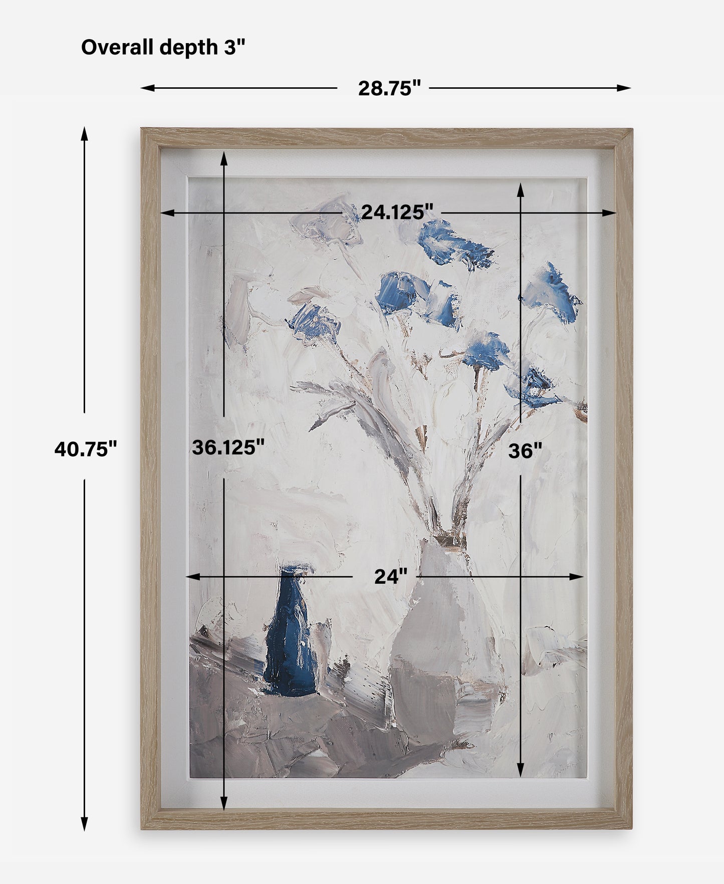 Uttermost Blue Flowers In Vase Framed Print 32287