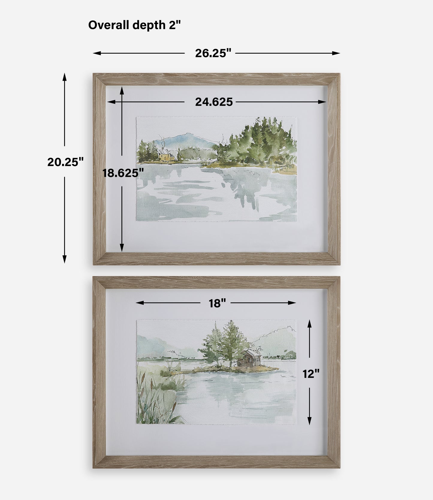 Uttermost Serene Lake Framed Prints, Set/2 32288