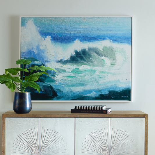 Lily Lifestyle "The Wave" Giclee Canvas with a Solid Wood White Frame