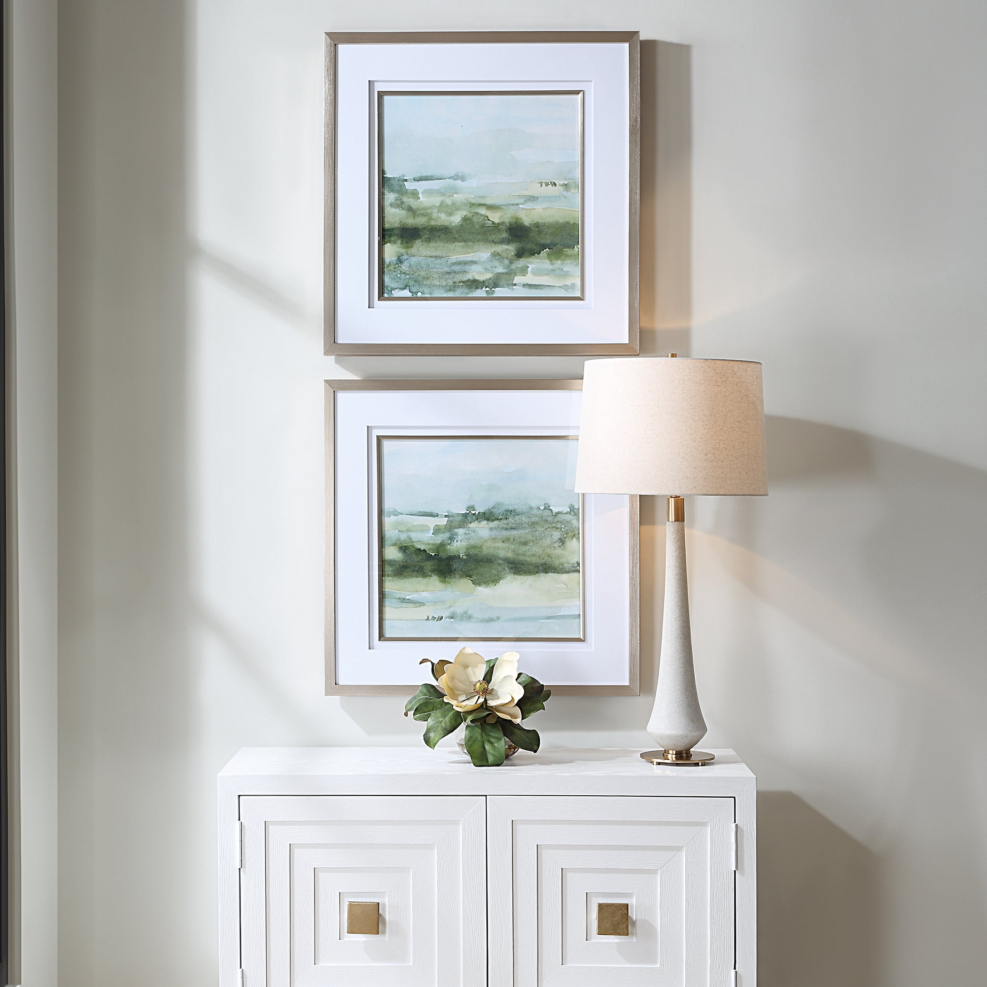 Uttermost Soft Sage Abstract Landscape Prints Set/2 32356