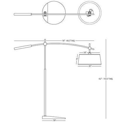 Robert Abbey  Rico Espinet Miles Floor Lamp in Brushed Nickel Finish B2097