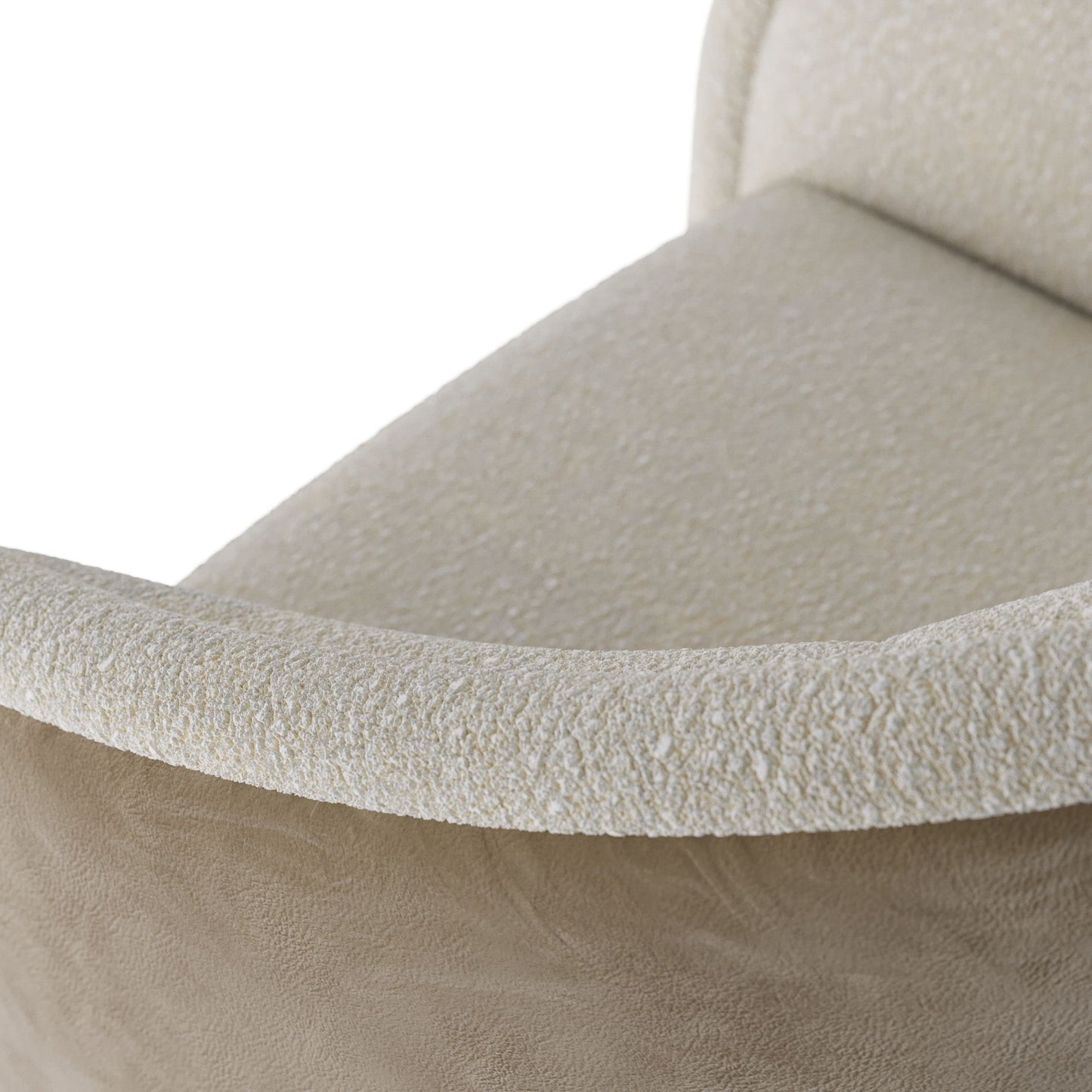 Arteriors Home Aljona Swivel Chair Cream Sherpa Oyster Leather FRU05