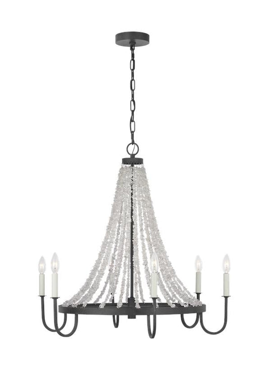 Visual Comfort Studio Alexa Hampton Leon Medium Chandelier in Dark Weathered Zinc AC1066DWZ