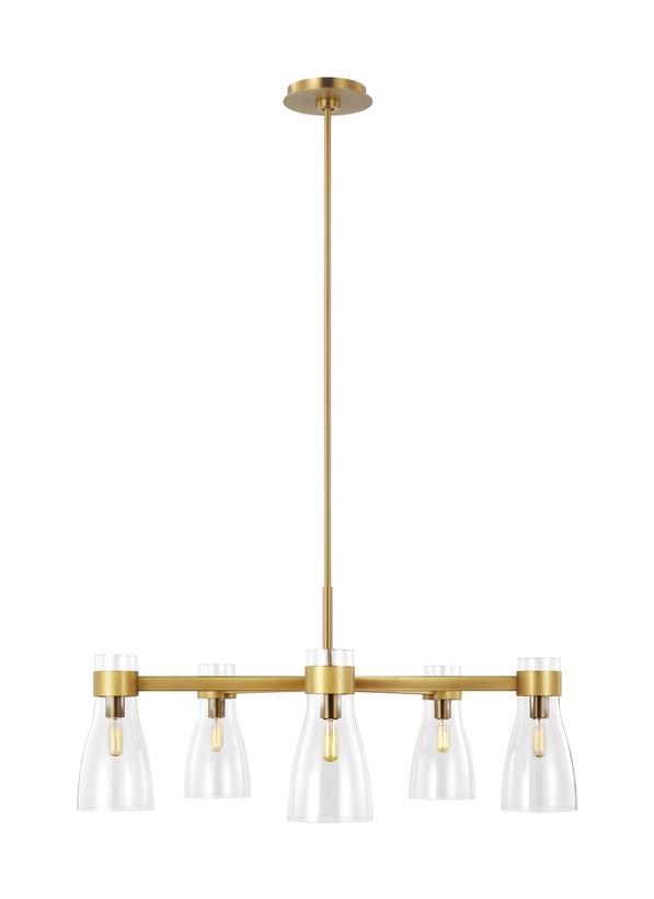 Visual Comfort Studio AERIN Moritz Five Light Chandelier in Burnished Brass AEC1005BBS