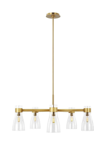 Visual Comfort Studio AERIN Moritz Five Light Chandelier in Burnished Brass AEC1005BBS