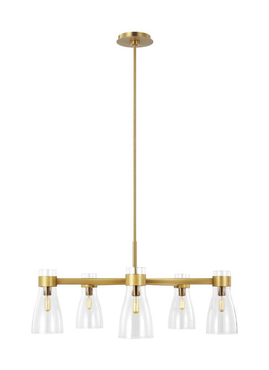 Visual Comfort Studio AERIN Moritz Five Light Chandelier in Burnished Brass AEC1005BBS