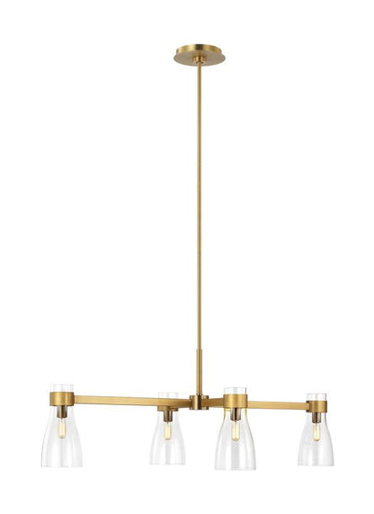 Visual Comfort Studio AERIN Moritz Four Light Linear Chandelier in Burnished Brass AEC1014BBS