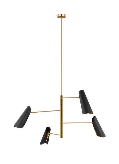 Visual Comfort Studio AERIN Tresa Four Light Chandelier in Midnight Black and Burnished Brass AEC1024BBSMBK