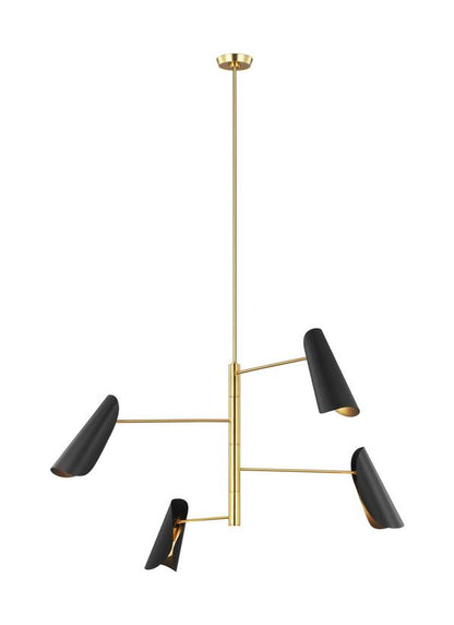 Visual Comfort Studio AERIN Tresa Four Light Chandelier in Midnight Black and Burnished Brass AEC1024BBSMBK