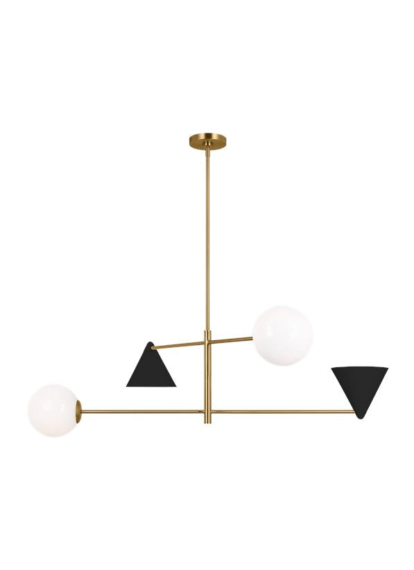 Visual Comfort Studio AERIN Cosmo Extra Large Chandelier in Midnight Black and Burnished Brass AEC1094MBKBBS