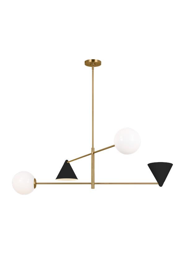 Visual Comfort Studio AERIN Cosmo Extra Large Chandelier in Midnight Black and Burnished Brass AEC1094MBKBBS