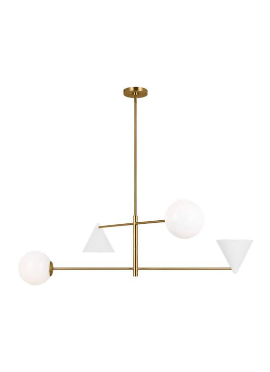 Visual Comfort Studio AERIN Cosmo Extra Large Chandelier in Matte White and Burnished Brass AEC1094MWTBBS