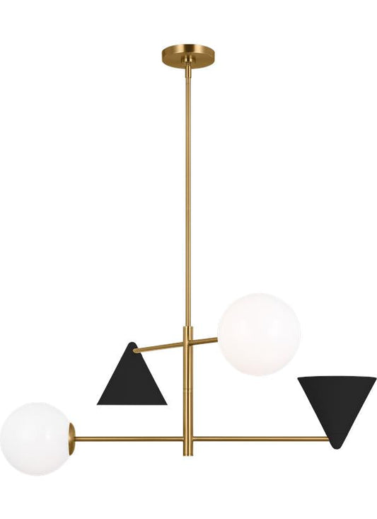 Visual Comfort Studio AERIN Cosmo Large Chandelier in Midnight Black and Burnished Brass AEC1104MBKBBS