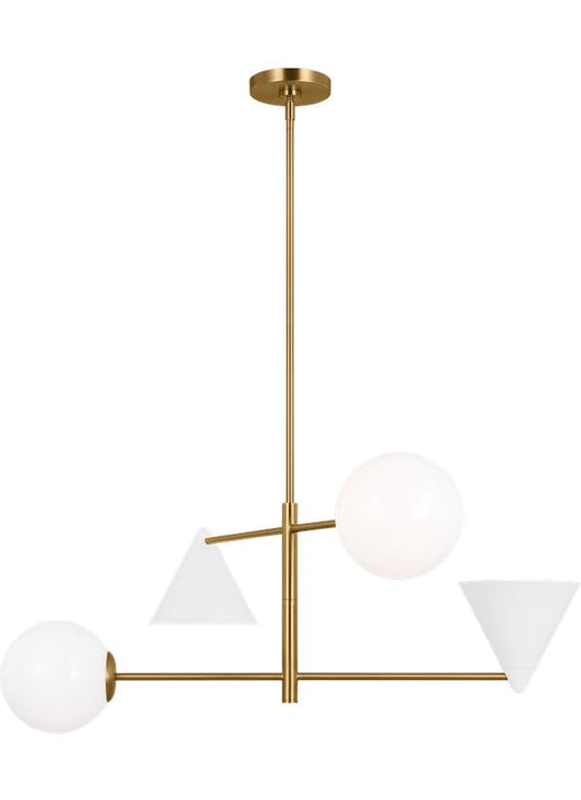 Visual Comfort Studio AERIN Cosmo Large Chandelier in Matte White and Burnished Brass AEC1104MWTBBS