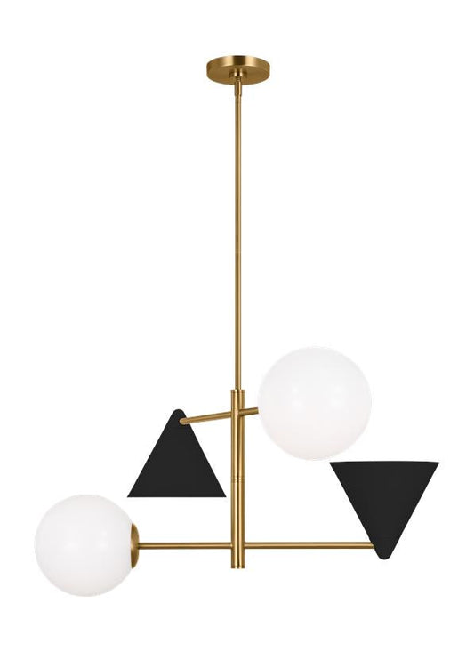 Visual Comfort Studio AERIN Cosmo Medium Chandelier in Midnight Black and Burnished Brass AEC1114MBKBBS