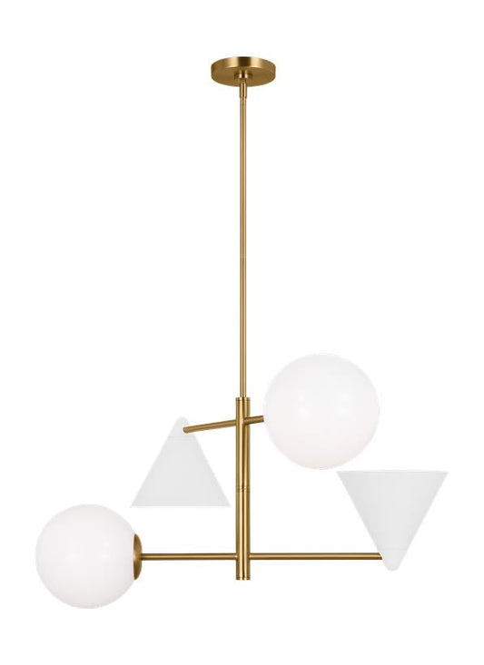 Visual Comfort Studio AERIN Cosmo Medium Chandelier in Matte White and Burnished Brass AEC1114MWTBBS